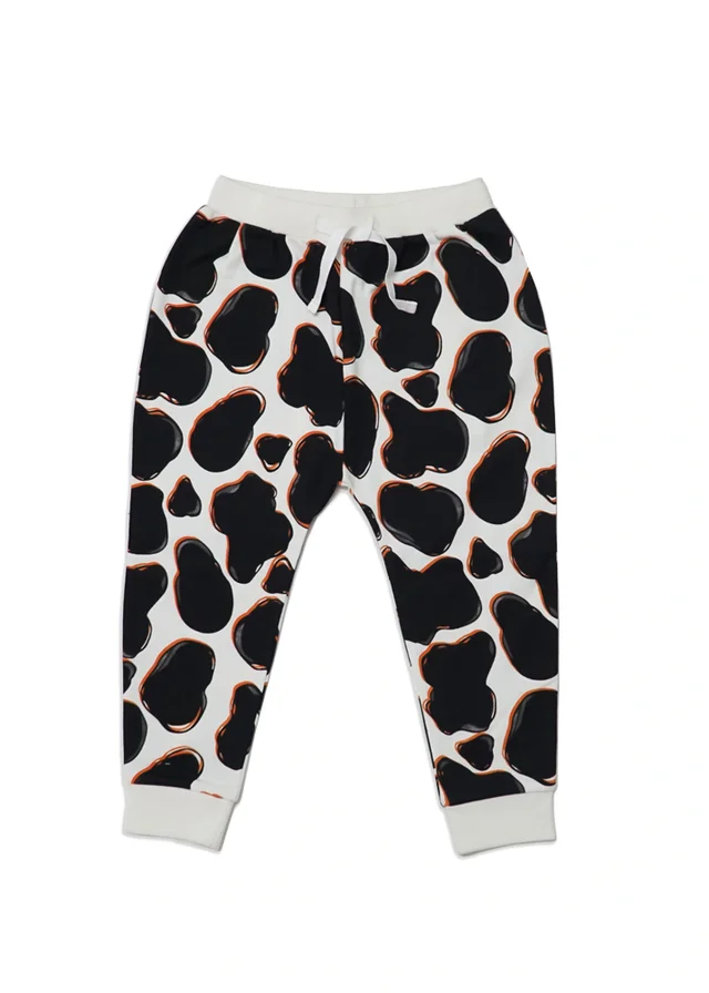 Lucy & Sam Black Cow Harem Jogger (9 Months to 6 Years)
