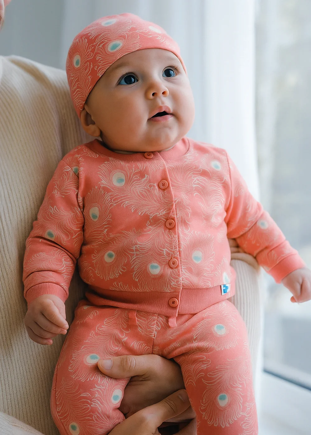 Lucy & Sam Pink Peacock Cosy Hat (0 to 18 Months) - 12 - 18 months Image 1