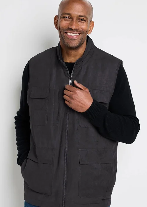 Cotton Traders Washed Charcoal Guinness Reversible Gilet - 4XL Image 1