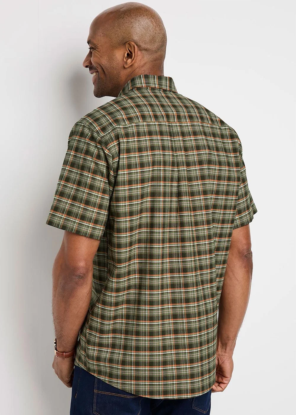 Cotton Traders Deep Fern Signature Short Sleeve Oxford Check Shirt - 5XL Image 2