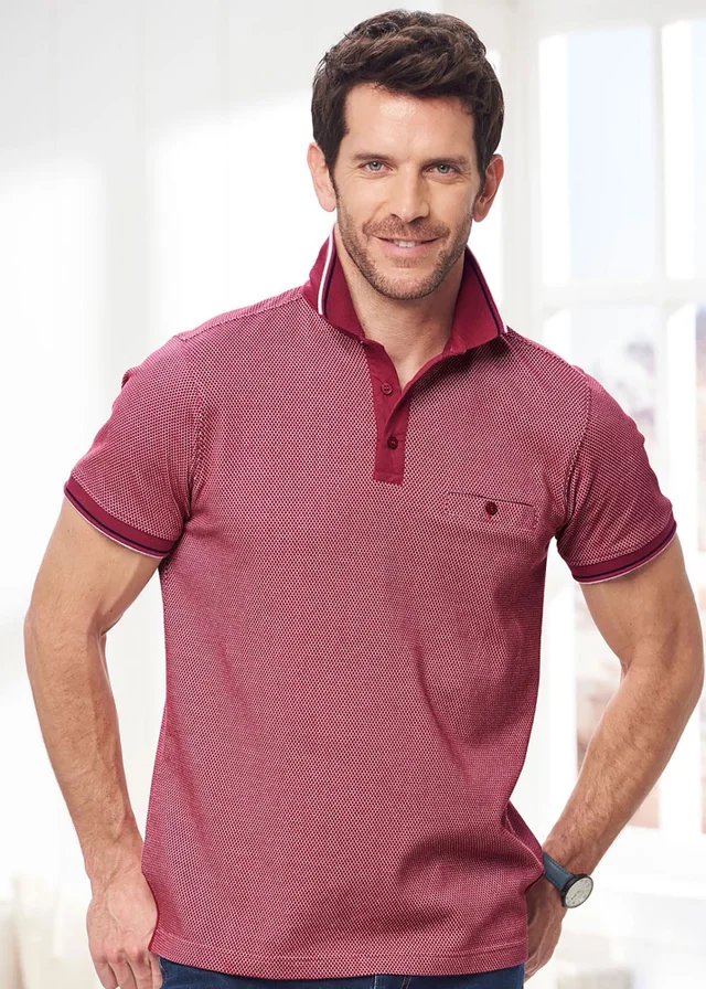 Cotton Traders Sienna Coral Textured Luxury Polo Shirt