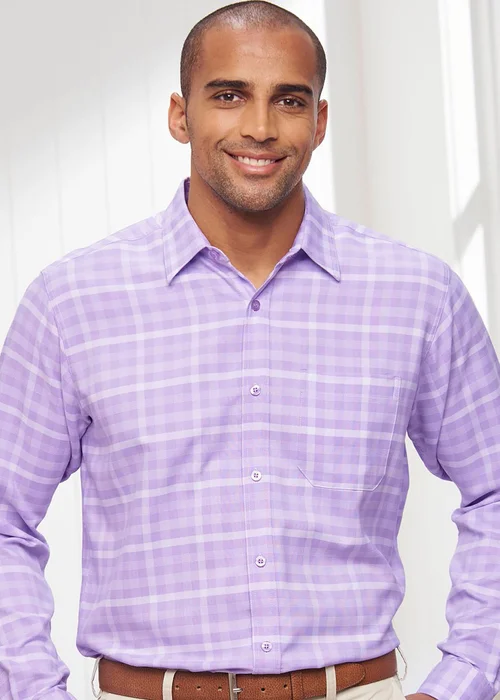 Cotton Traders Pastel Lilac Long Sleeve Classic Soft Touch Patterned Shirt - Large Image 4