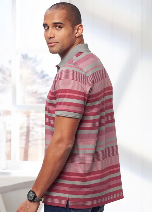 Cotton Traders Light Berry Variated Stripe Polo Shirt - 3XL Image 3