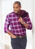 Cotton Traders Bright Plum Long Sleeve Easy Iron Check Shirt - Medium Image 1