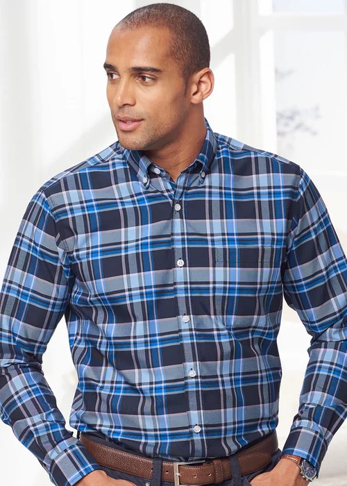 Cotton Traders Twilight Long Sleeve Easy Iron Check Shirt - Medium Image 3