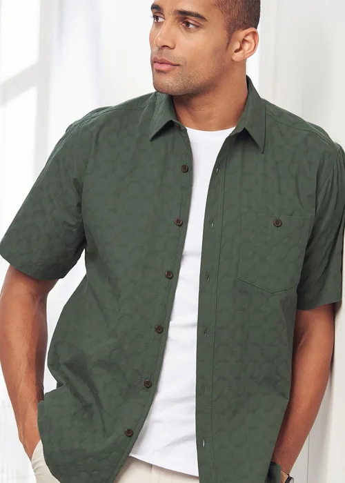 Cotton Traders Everglade Short Sleeve Casual Cotton Textured Shirt - Medium Image 3