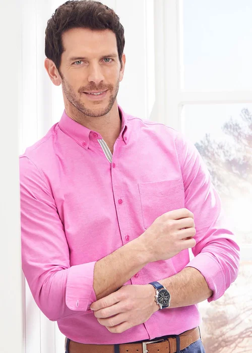 Cotton Traders Carnation Iconic Long Sleeve Plain Oxford Shirt - 4XL Image 4