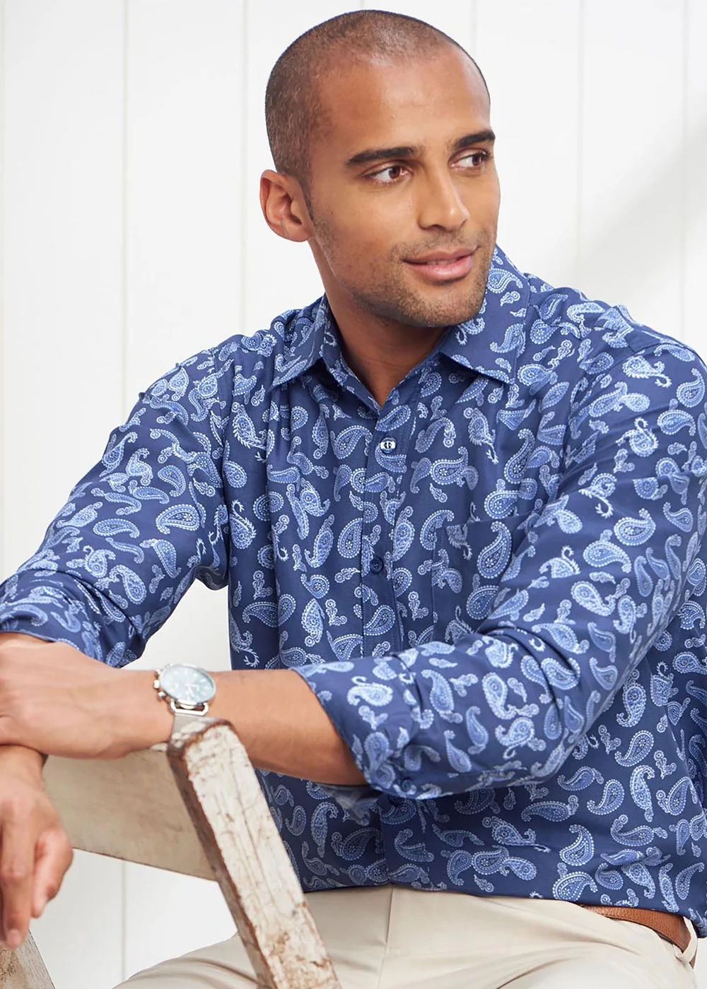 Cotton Traders Night Sky Long Sleeve Classic Soft Touch Print Shirt - 3XL Image 1