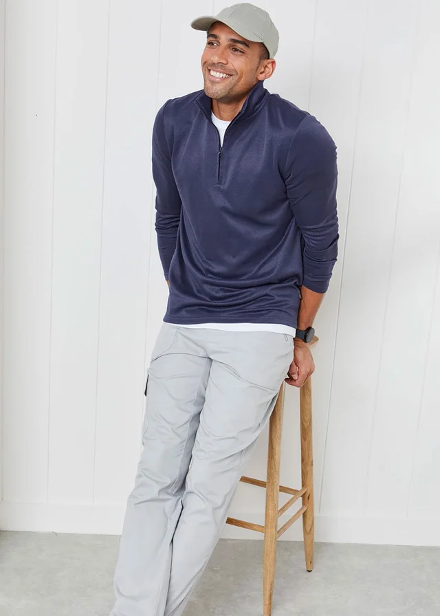 Cotton Traders Ink Breathable Long Sleeve Half Zip Top