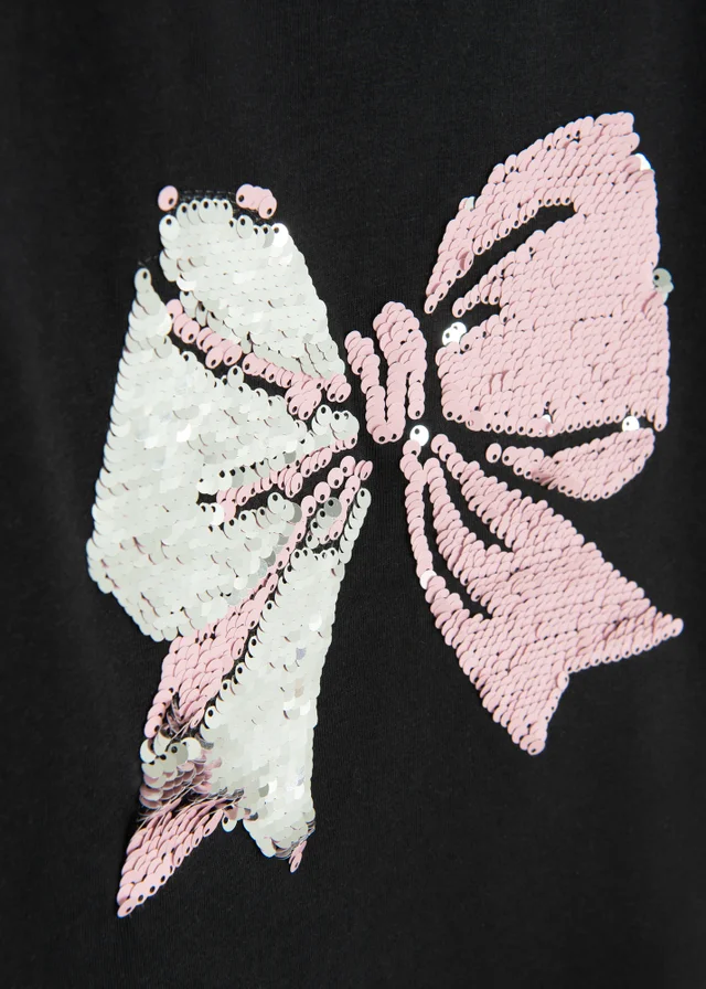 Cool Club Black Short Sleeve Printed Bow T-Shirt (2-7 yrs)