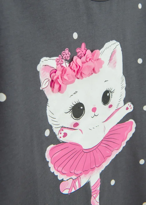 Cool Club Black Long Sleeve printed Ballerina Cat Top (3-7 yrs) - Age 3 Years Image 2