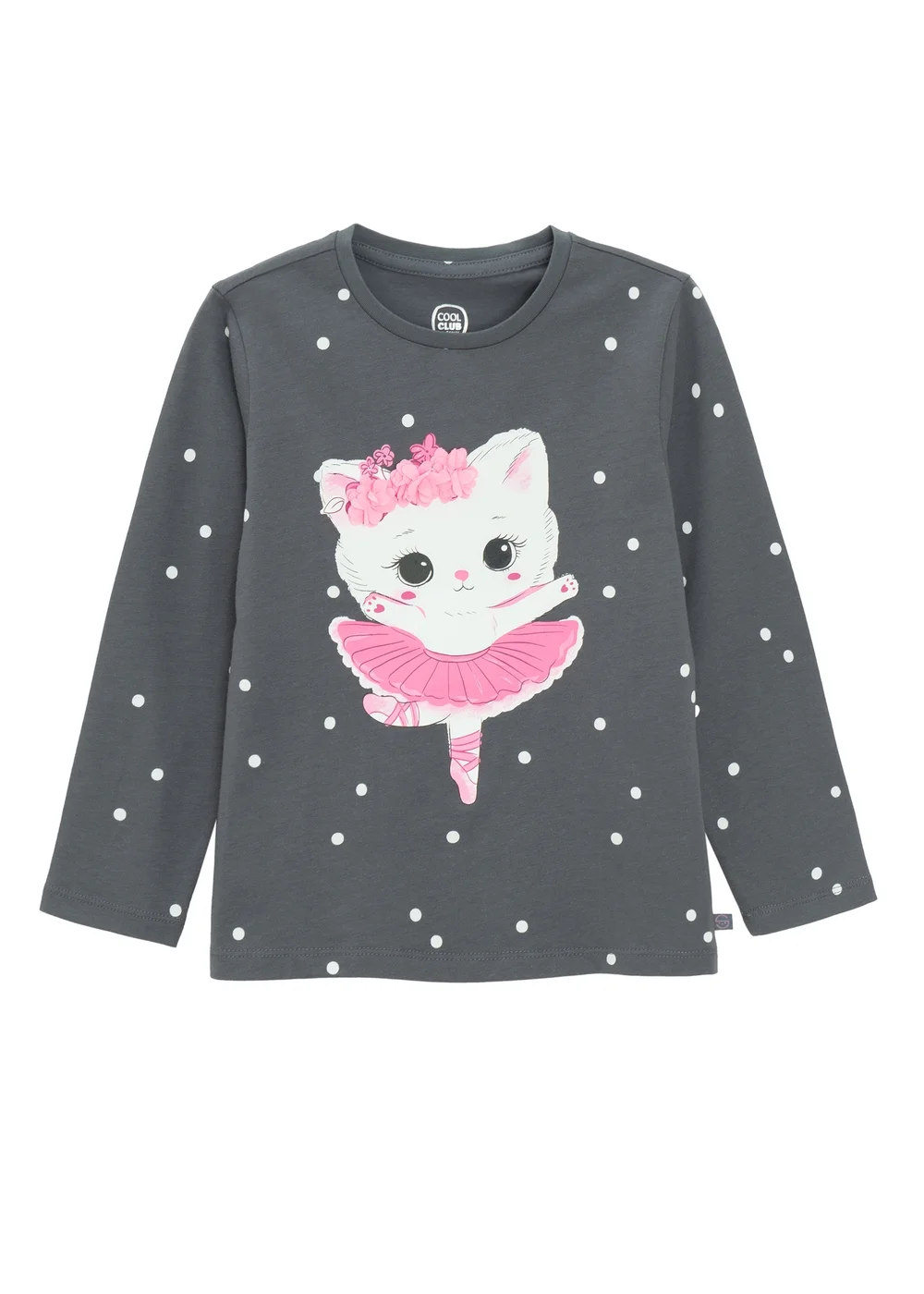 Cool Club Black Long Sleeve printed Ballerina Cat Top (3-7 yrs) - Age 3 Years Image 1