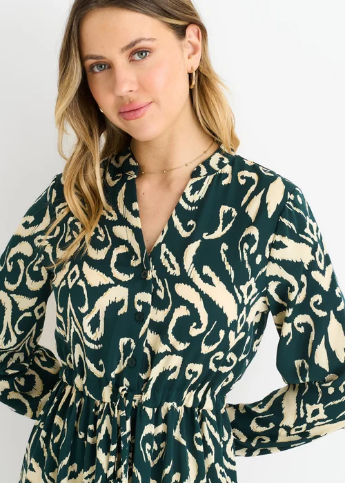 Gini London Green Ikat Print Tie Waist Maxi Dress - M/L Image 3