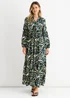 Gini London Green Ikat Print Tie Waist Maxi Dress - M/L Image 1