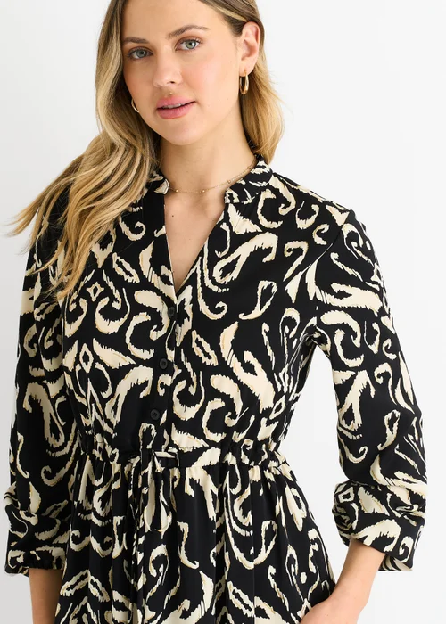 Gini London Black Ikat Print Tie Waist Maxi Dress - S/M Image 3