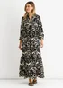 Gini London Black Ikat Print Tie Waist Maxi Dress - S/M Image 4