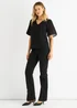 Gini London Black Chiffon Pleat Sleeves V Neck Top - 8 Image 4