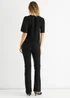 Gini London Black Chiffon Pleat Sleeves V Neck Top - 8 Image 2