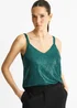 Gini London Green Sequin V Neck Cami Top - L/XL Image 4