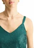 Gini London Green Sequin V Neck Cami Top - L/XL Image 3
