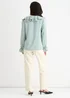 Gini London Sage Green Wide Frill Loose Fit Blouse - Large/Extra Large Image 2