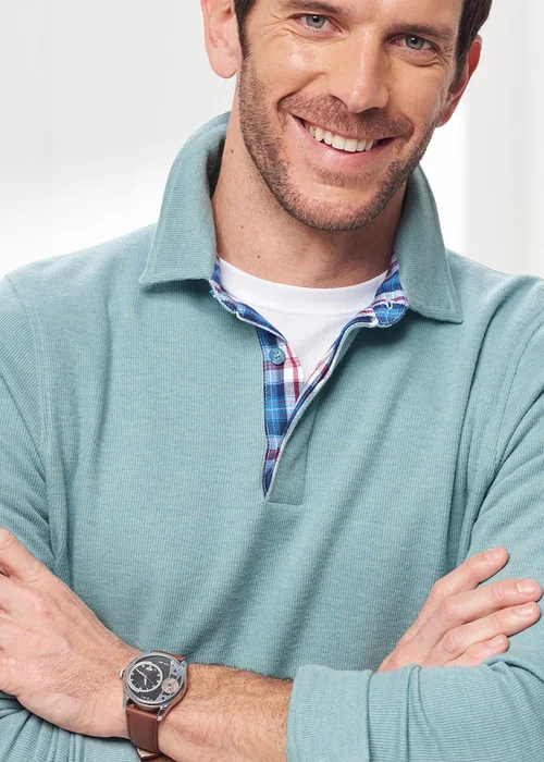 Cotton Traders Duck Egg Brushed Rib Top - 4XL Image 4