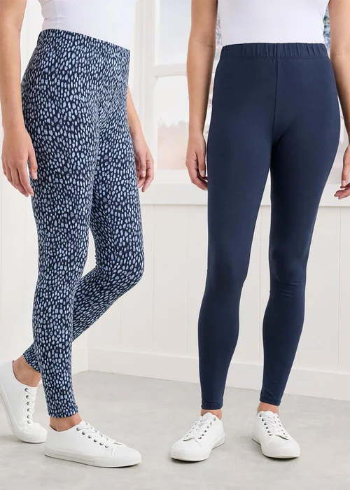 Cotton Traders Navy 2 Pack Of Leggings - 14 Image 1