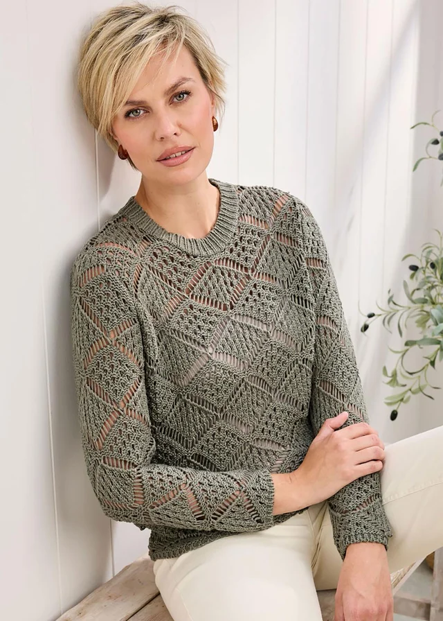 Cotton Traders Pistachio Pointelle Jumper