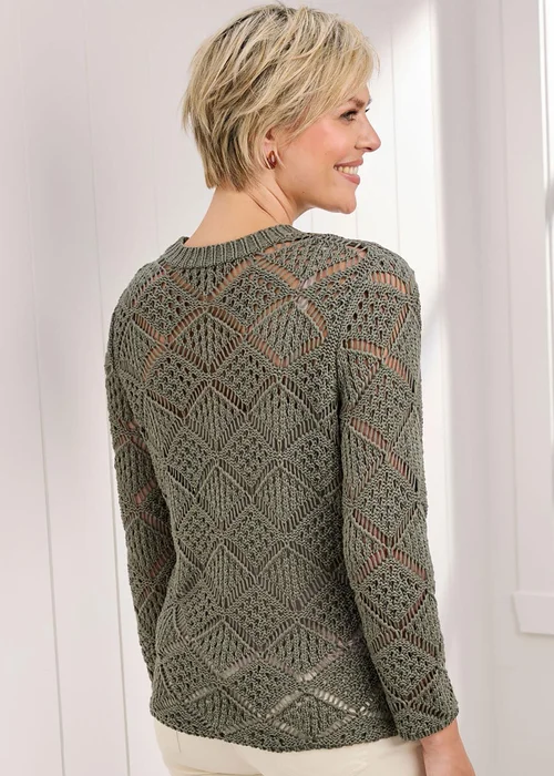 Cotton Traders Pistachio Pointelle Jumper - Size 16 Image 2