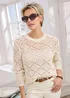 Cotton Traders Cream Pointelle Jumper - Size 20 Image 1