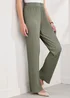 Cotton Traders Pistachio Plisse Jersey Wide Leg Trousers - 20/L29 Image 1