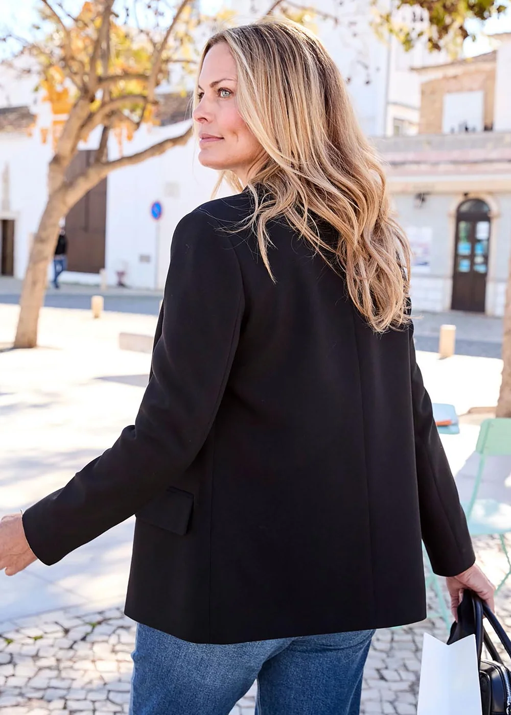 Cotton Traders Black Double Breasted Blazer - 10 Image 2