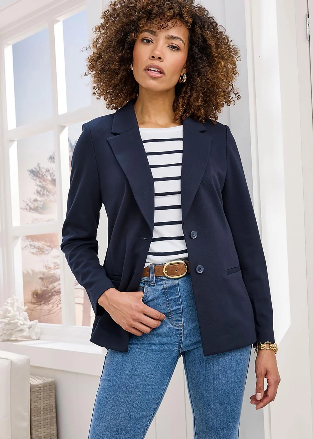 Cotton Traders Navy Jersey Blazer - 18 Image 2