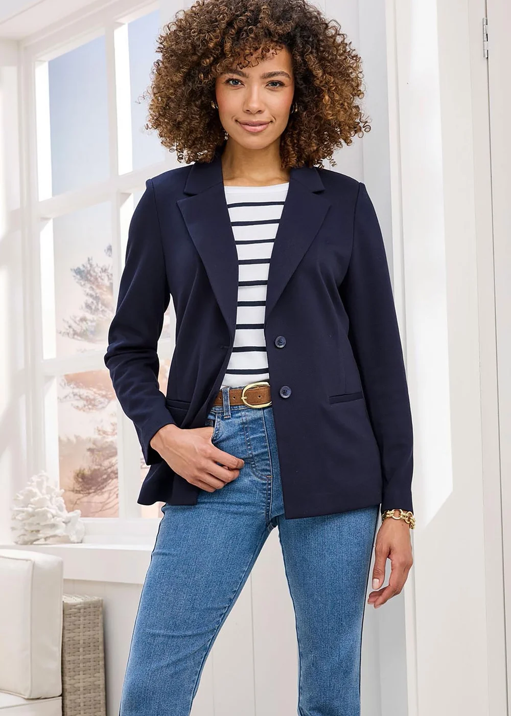 Cotton Traders Navy Jersey Blazer - 18 Image 1
