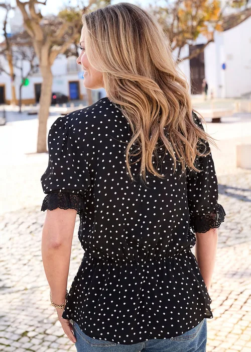 Cotton Traders Black Lace Trim Blouse - Size 16 Image 3