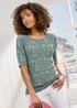 Cotton Traders Everglade 1/2 Sleeve Scoop Neck Print Jersey Top - Size 20 Image 4