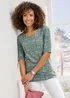 Cotton Traders Everglade 1/2 Sleeve Scoop Neck Print Jersey Top - Size 20 Image 1
