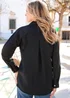 Cotton Traders Black Long Sleeve Popover Blouse - Size 8 Image 3