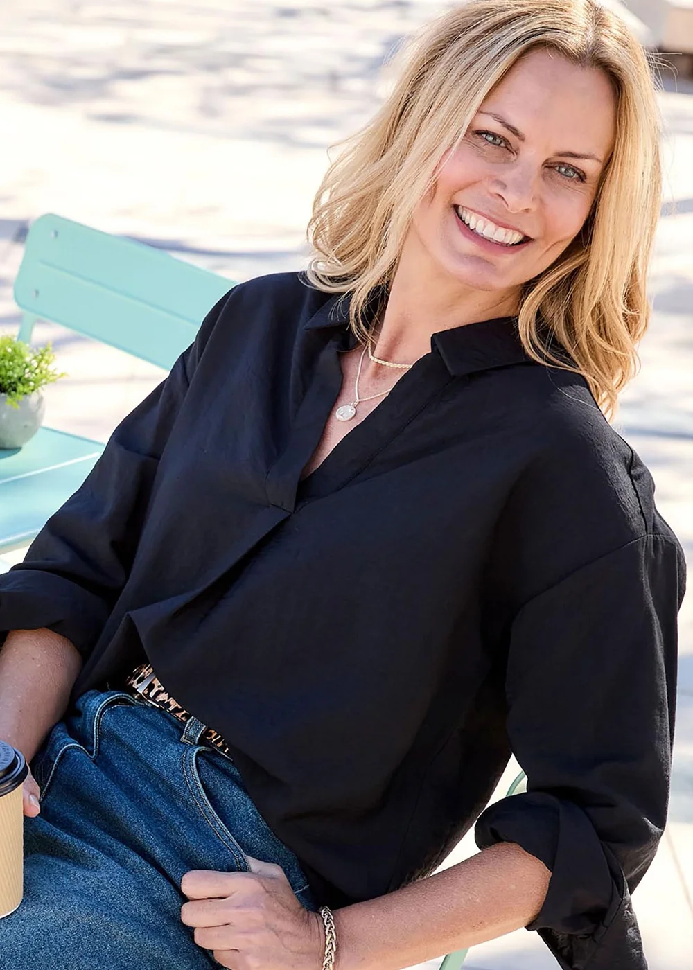 Cotton Traders Black Long Sleeve Popover Blouse - Size 8 Image 1