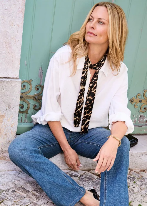 Cotton Traders Cream Long Sleeve Popover Blouse - Size 12 Image 4