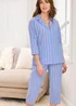 Cotton Traders Misty Blue Cotton Woven Cropped PJ Set - Size 16 Image 1