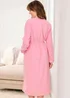 Cotton Traders Sugar Pink Fleece Tie Waist Dressing Gown - Size 22-24 Image 2