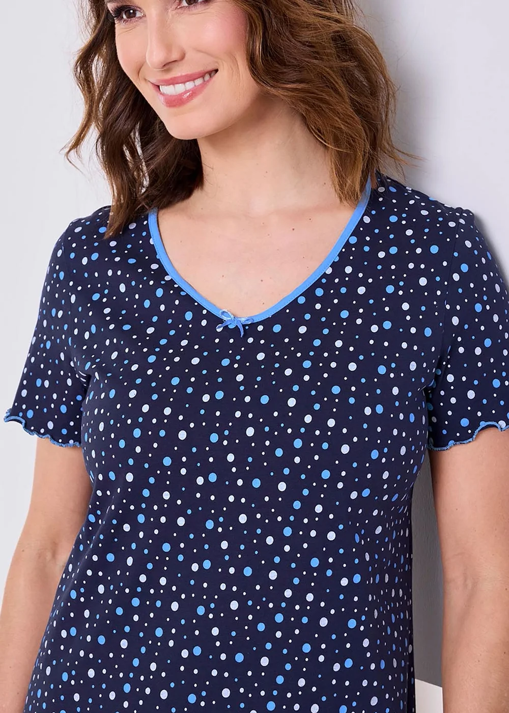 Cotton Traders Navy 2 Pack V-Neck Nightdressess - Size 10-12 Image 2