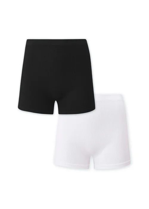 Cotton Traders Black 2 Pack Seam Free Ribbed Shorts - 14-16 Image 1