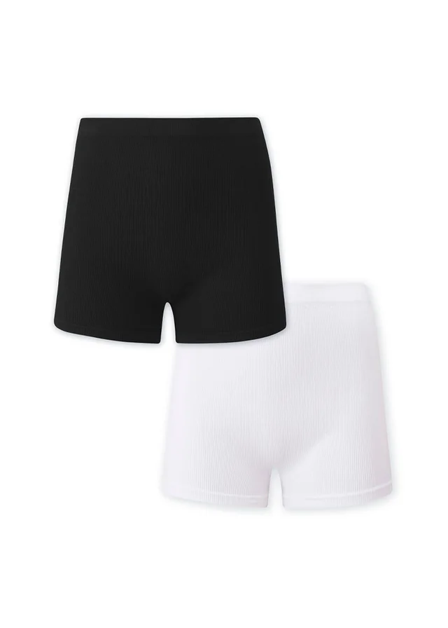 Cotton Traders Black 2 Pack Seam Free Ribbed Shorts