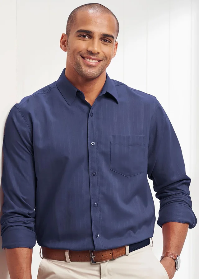 Cotton Traders Blue Moon Long Sleeve Classic Soft Touch Jacquard Shirt