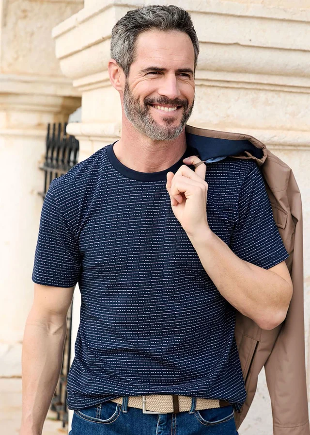 Cotton Traders Twilight Crew Neck Textured T-Shirt