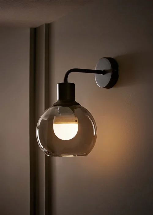 ValueLights Bellamy Black Glass Globe Rechargeable Wall Light - One Size Image 1
