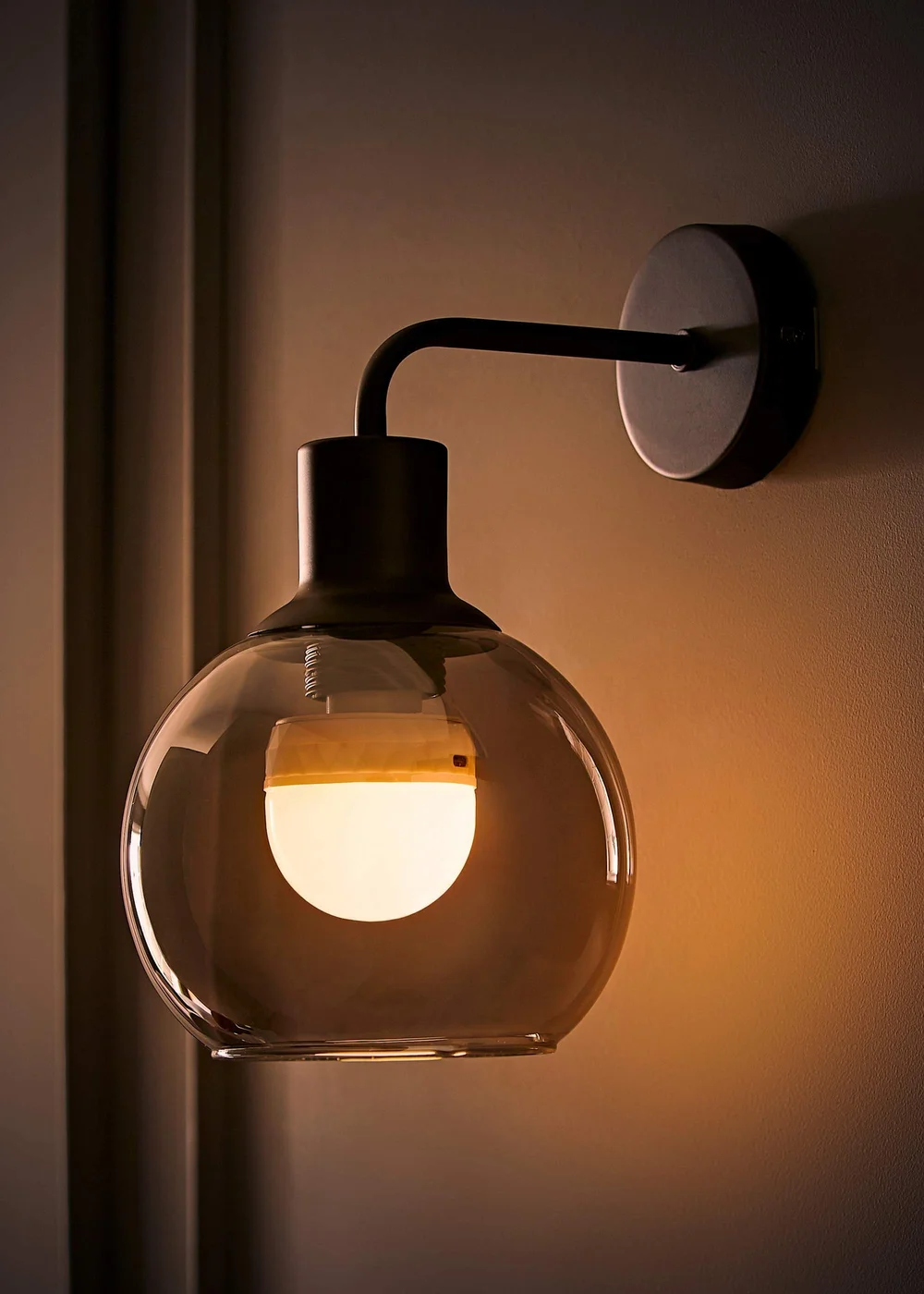 ValueLights Bellamy Black Glass Globe Rechargeable Wall Light - One Size Image 2