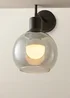 ValueLights Bellamy Black Glass Globe Rechargeable Wall Light - One Size Image 4
